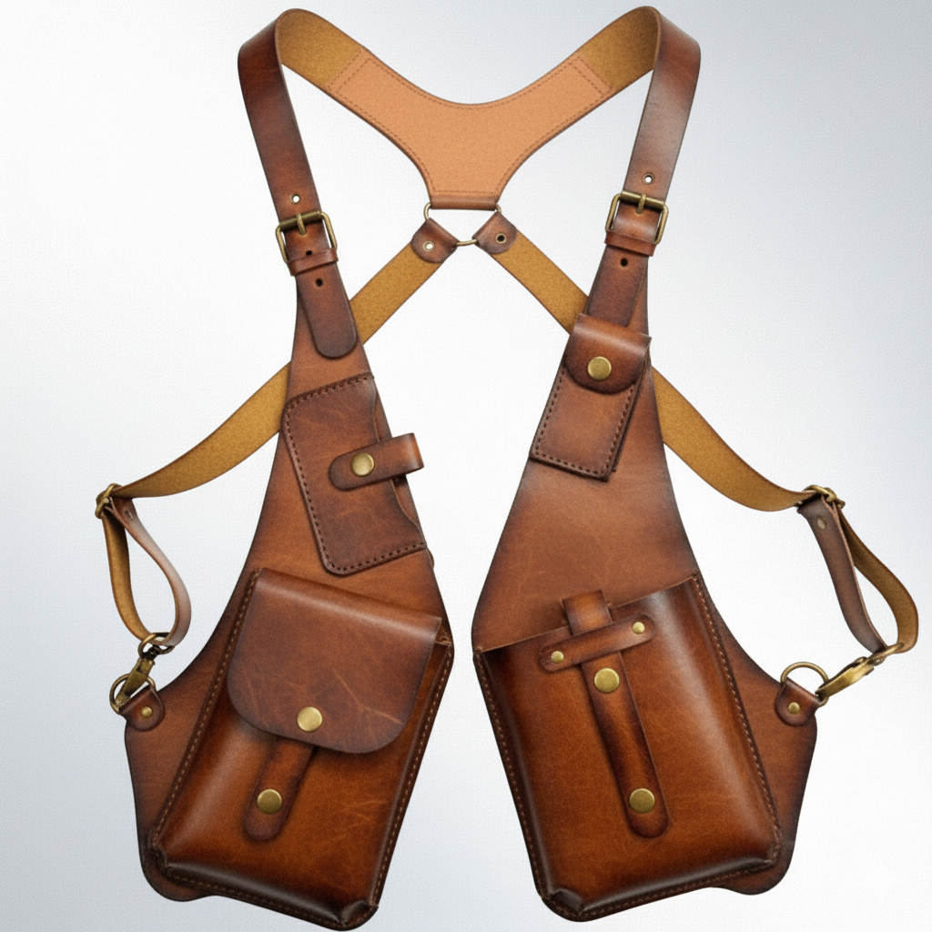 Anti-Theft Leather Harness Bag. Hidden Holster Wallet & Phone Pouch for Men & Women.