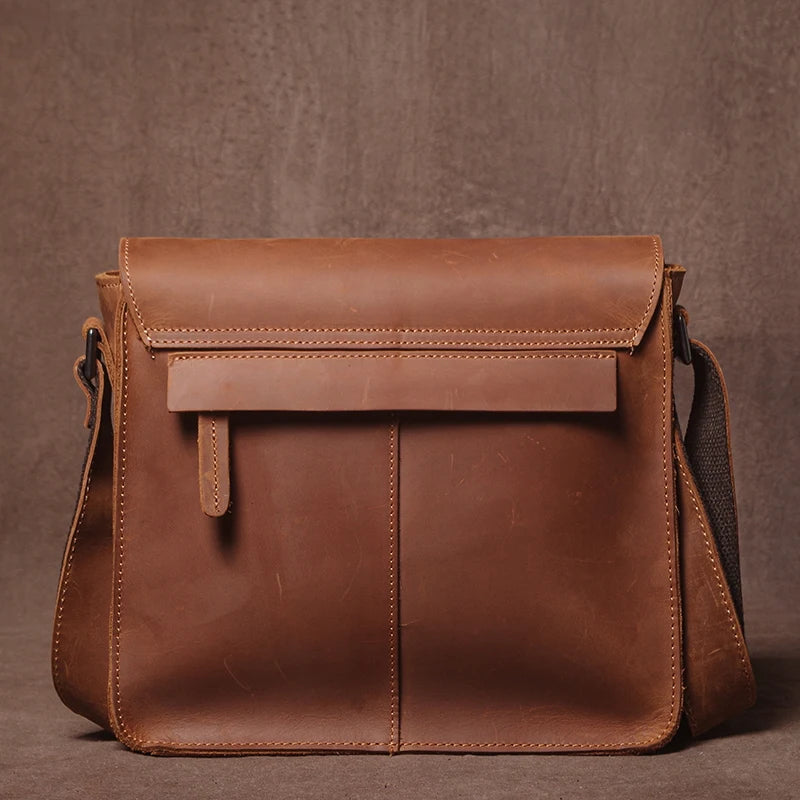 Luxury Brand Genuine Leather Shoulder Bag Men Crazy Horse Cowhide Messenger Bag Women Retro Crossbody Bag Trend Satchel Bag