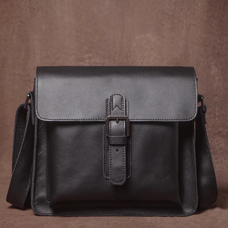 Luxury Brand Genuine Leather Shoulder Bag Men Crazy Horse Cowhide Messenger Bag Women Retro Crossbody Bag Trend Satchel Bag