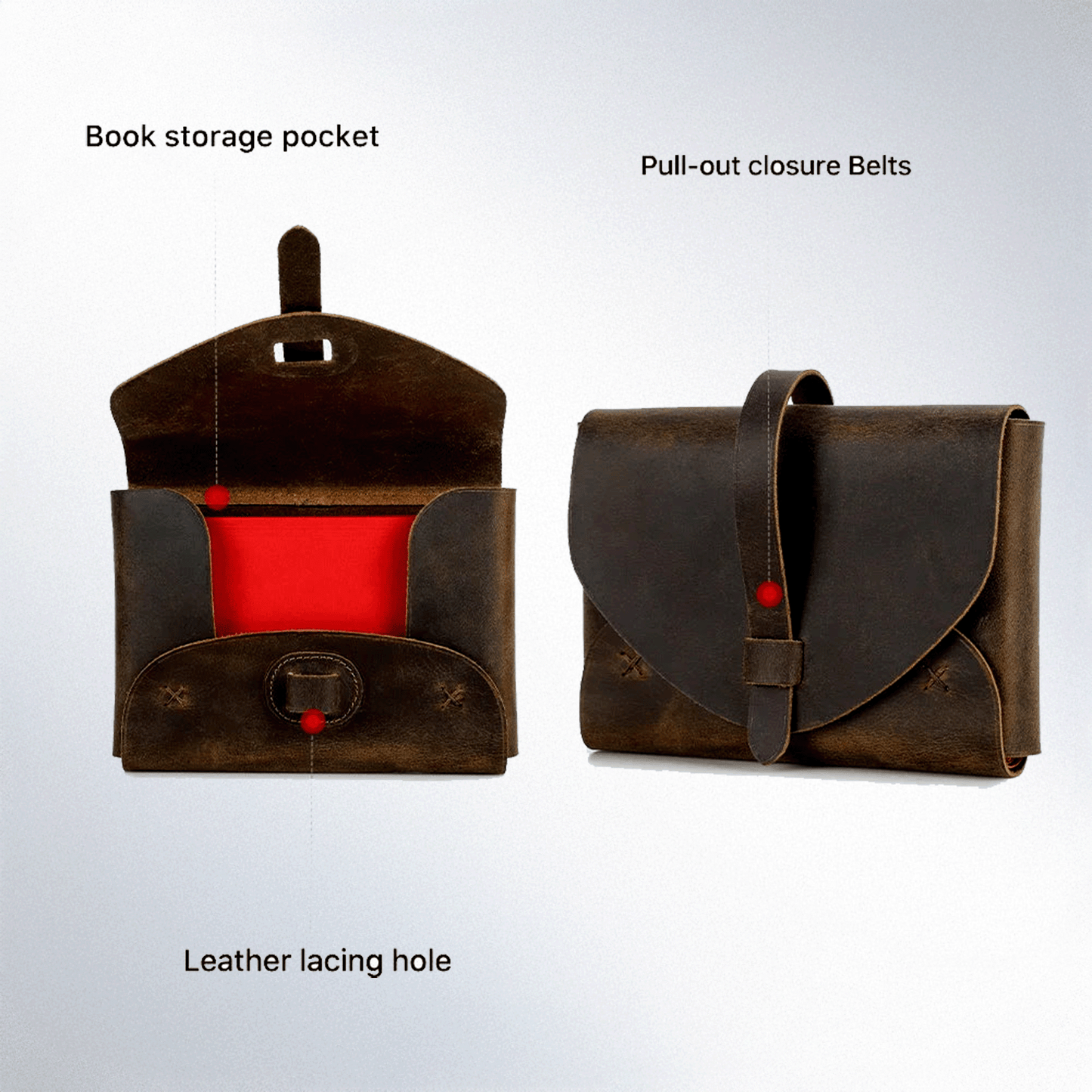 Versatile Retro Leather Book Cover. Protective Carrying Case & Handbag for Bibles and Favorite Books.
