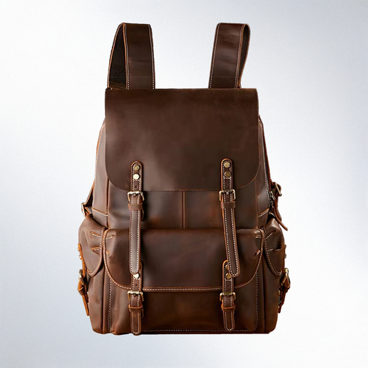 Vintage Crazy Horse Genuine Leather Backpack Men Bagpack Large Hiking Backpack 15.6"Inch Laptop Bag Male Rucksack Daypack