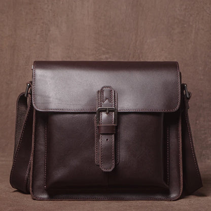 Luxury Brand Genuine Leather Shoulder Bag Men Crazy Horse Cowhide Messenger Bag Women Retro Crossbody Bag Trend Satchel Bag